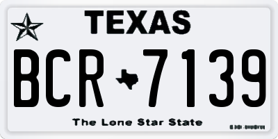 TX license plate BCR7139