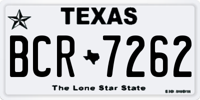 TX license plate BCR7262