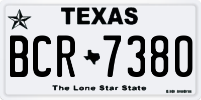 TX license plate BCR7380