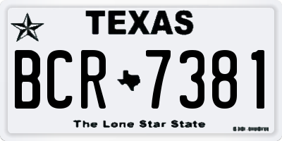 TX license plate BCR7381