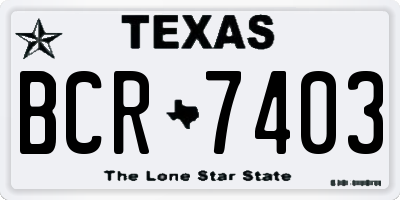 TX license plate BCR7403