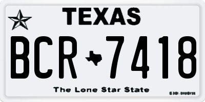 TX license plate BCR7418
