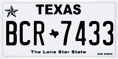 TX license plate BCR7433