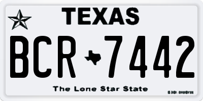 TX license plate BCR7442