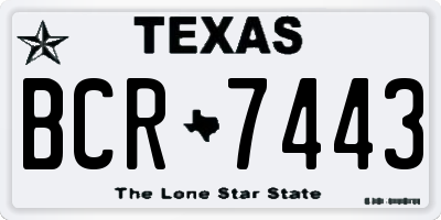 TX license plate BCR7443