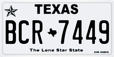 TX license plate BCR7449