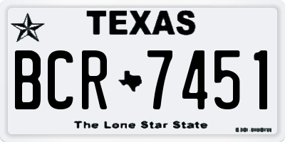 TX license plate BCR7451