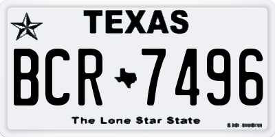 TX license plate BCR7496