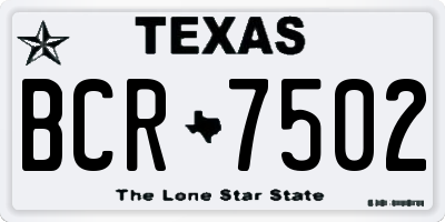 TX license plate BCR7502