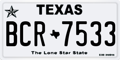 TX license plate BCR7533