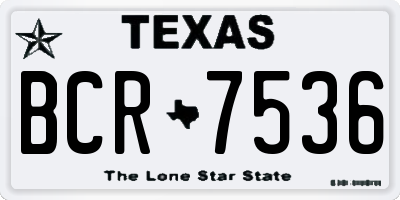 TX license plate BCR7536