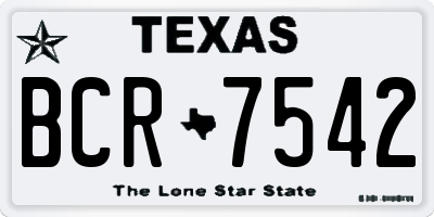 TX license plate BCR7542