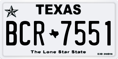 TX license plate BCR7551