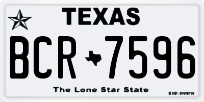 TX license plate BCR7596