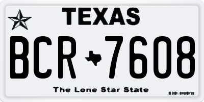 TX license plate BCR7608