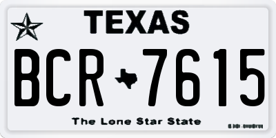 TX license plate BCR7615