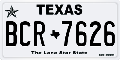 TX license plate BCR7626