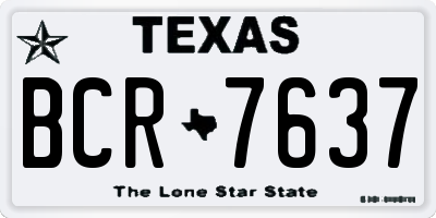 TX license plate BCR7637