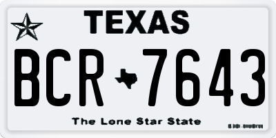 TX license plate BCR7643