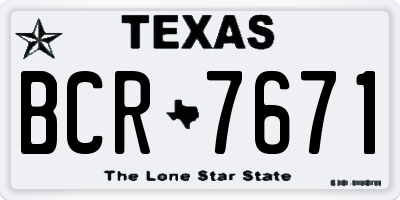 TX license plate BCR7671