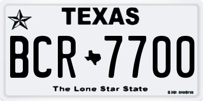TX license plate BCR7700