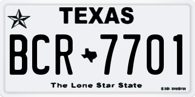 TX license plate BCR7701