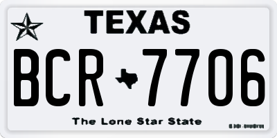 TX license plate BCR7706