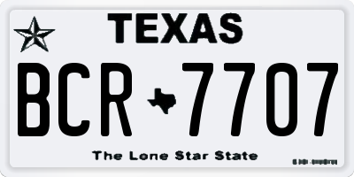 TX license plate BCR7707