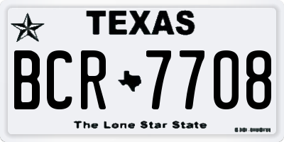 TX license plate BCR7708