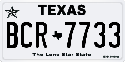 TX license plate BCR7733