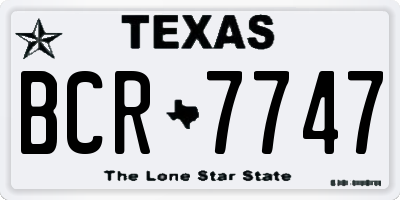 TX license plate BCR7747