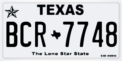 TX license plate BCR7748
