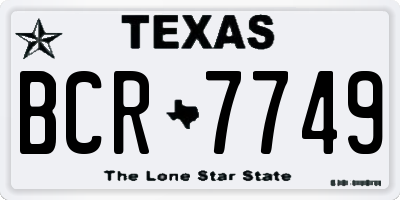 TX license plate BCR7749