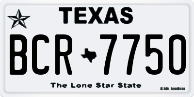 TX license plate BCR7750