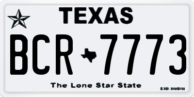 TX license plate BCR7773