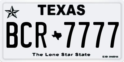 TX license plate BCR7777