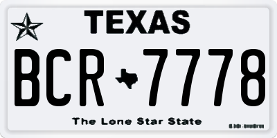 TX license plate BCR7778