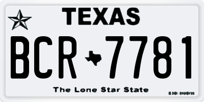 TX license plate BCR7781