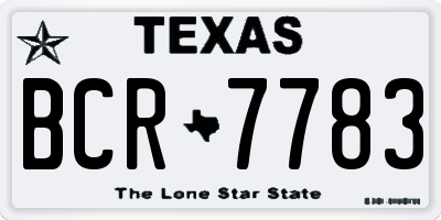 TX license plate BCR7783