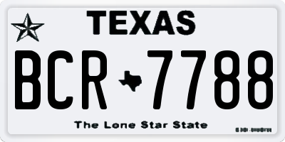 TX license plate BCR7788