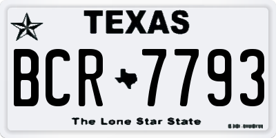 TX license plate BCR7793