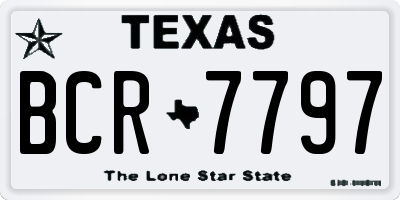 TX license plate BCR7797