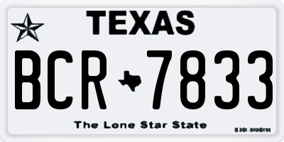 TX license plate BCR7833