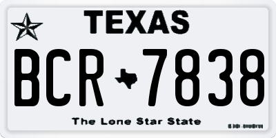 TX license plate BCR7838
