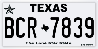 TX license plate BCR7839