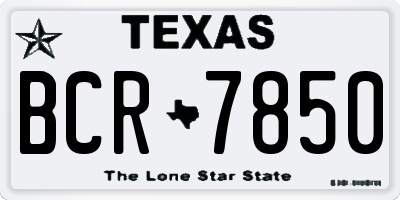 TX license plate BCR7850