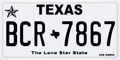 TX license plate BCR7867
