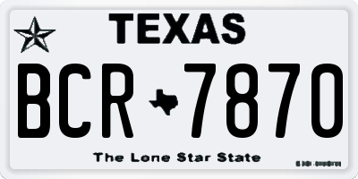 TX license plate BCR7870
