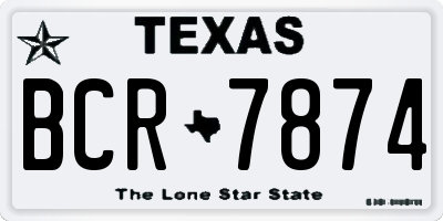 TX license plate BCR7874