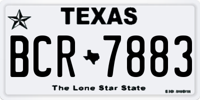 TX license plate BCR7883